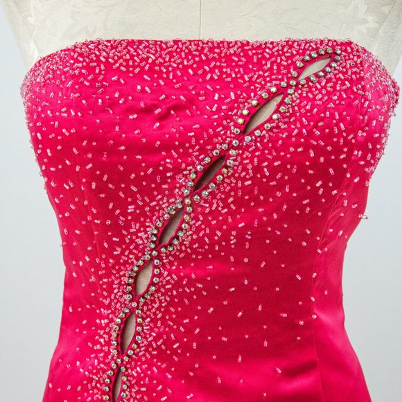 Vintage 80s 90s Barbie S Cutout Formal Gown Dress Pink - Picture 2 of 9